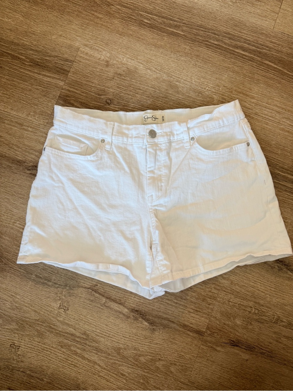 Jessica Simpson White High-Rise Denim Shorts